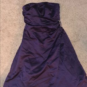 David’s bridal purple strapless bridesmaids dress